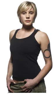 👠 Katee Sackhoff, Battlestar Galactica, Starbuck, actress, science fiction, tv show telegram sticker