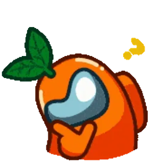 🤔 Among Us game, orange, thinking, character, space, video game telegram sticker