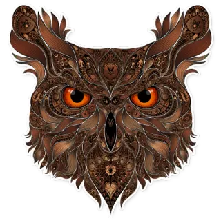 😳 owl, bird, animal, art, decorative, pattern, sticker telegram sticker