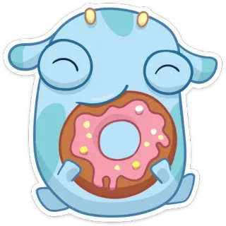 😔 mostro, carino, ciambella, ciambella, cibo, animale, cartone animato, adesivo telegram sticker