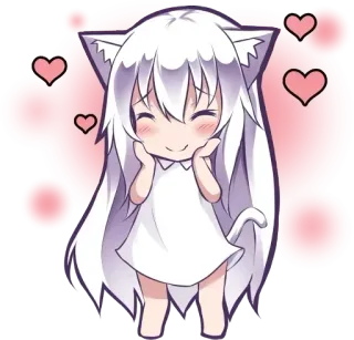💘 Anime, Chibi, Chat, Kawaii, Coeurs, Mignon, Manga whatsapp sticker