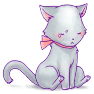 😭 Katze, süß, Tier, Aufkleber, Kätzchen, Schleife telegram sticker