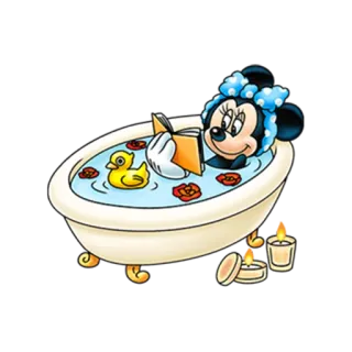 🛀 Minnie Mouse Minnie, bagno, rilassante, cartone animato, carino, Disney telegram sticker