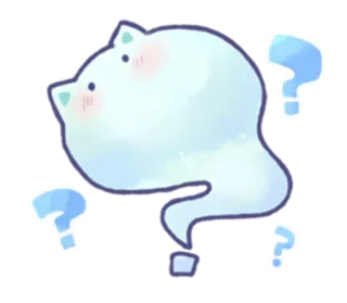 😶 kucing, hantu, tanda tanya, imut, kawaii, stiker whatsapp sticker