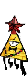 ⚠ Bill Cipher Gravity Falls dessin animé, triangle, borgne, jaune, nœud papillon telegram sticker