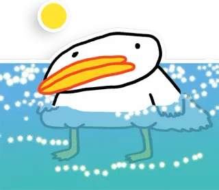 🌊 bird, pelican, cartoon, water, sea telegram sticker