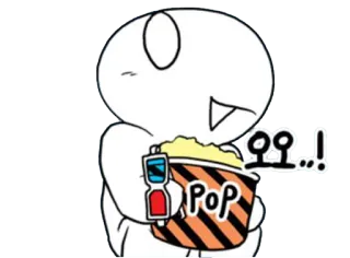 🎥 오오..! pop-corn, animation, dessin animé, nourriture, film whatsapp sticker