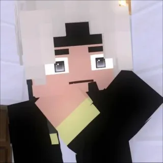 😳 minecraft, avatar, a blocchi, pixelato, capelli bianchi, personaggio telegram sticker