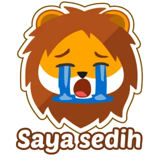😭 Saya sedih leone, triste, piangendo, emozione, animale, cartone animato, lacrime telegram sticker