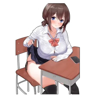 ☁️ 动漫, 女学生, 裙子, 插画 telegram sticker