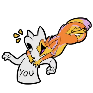 😄 YOU cartoon, cat, hug, cute, friendly, positive telegram sticker
