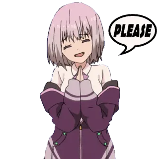 🙏 PLEASE Anime, Mädchen, Anfrage, Betteln, Süß, Flehend, Illustration telegram sticker