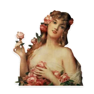 🌹 woman, roses, flowers, vintage, portrait, art, beauty, romantic telegram sticker