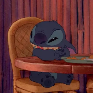 😂 Stitch Lilo & Stitch Alien, Eten, Schattig, Disney, Cartoon telegram sticker