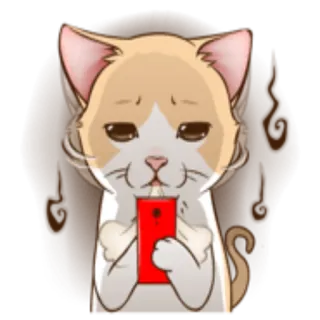 😠 kucing, stiker, imut, binatang, telepon, sedih telegram sticker