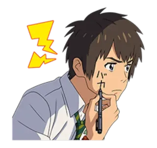 😡 バカ anime, boy, writing, pen, angry telegram sticker