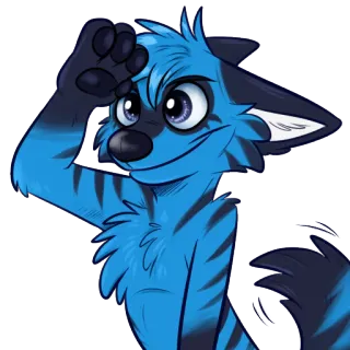 😃 兽人, 卡通, 动物, 角色, 可爱, 蓝色, 波浪 telegram sticker