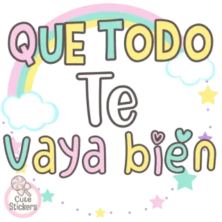 🌈 QUE TODO Te vaya bien arcoíris, nubes, estrellas, buenos deseos, pastel, español, lindo, pegatina telegram sticker