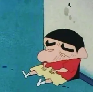 🐧 Shin-chan Crayon Shin-chan Anime, Cartoon, Müde, Traurig, Figur, Sitzen telegram sticker