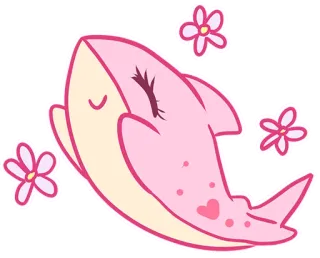 🌸 акула, милый, розовый, каваий, животное, рыба, цветы telegram sticker