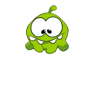 😏 Om Nom Cut the Rope Om Nom, Cut the Rope, zielony potwór, cukierek, gra mobilna, kreskówka telegram sticker