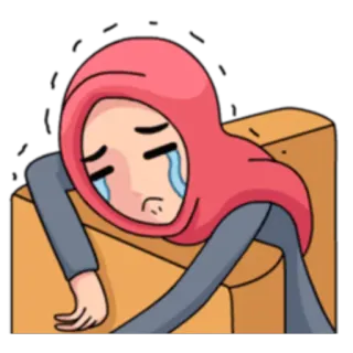 ☹️ sad, crying, hijab, muslim, woman, tears telegram sticker