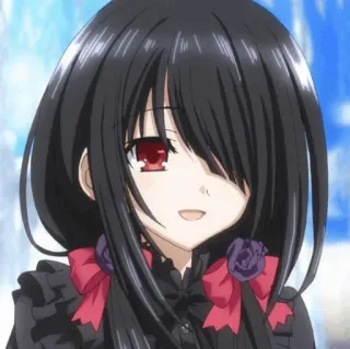 🍷 anime, girl, cute, black hair, red eyes, character telegram sticker