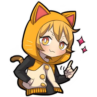 🤘 애니메이션, 고양이, 소녀, 귀여운, 스티커, 만화 telegram sticker