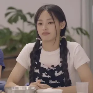 🩰 woman, portrait, person, braids, apron, table telegram sticker