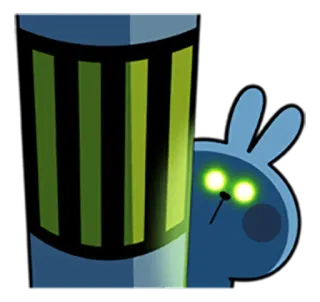 👀 conejo, dibujo animado, animal, pegatina, ojos, escondido, azul whatsapp sticker