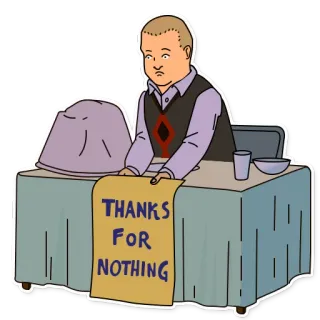 😕 Bobby Hill King of the Hill THANKS FOR NOTHING Bobby, Hill, Gracias, Nada, Dibujos animados whatsapp sticker