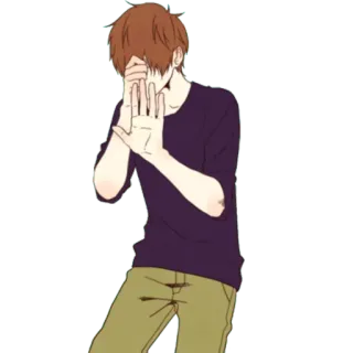 🖤 Anime, Garçon, Triste, Pleurs, Facepalm, Émotionnel telegram sticker