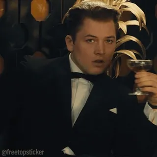 🍸 @freetopsticker homme, nœud papillon, costume, Taron Egerton, Kingsman whatsapp sticker