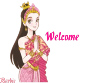 👋 Welcome приветствие, тайский, Барби, привет, мультфильм telegram sticker