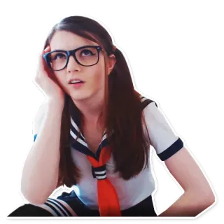 🙄 ragazza, uniforme da marinaio, anime, occhiali, scolara, codini telegram sticker