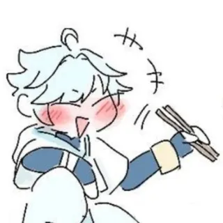 😂 cartoon, illustration, cute, character, chopsticks, anime telegram sticker