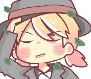 🤠 orang, topi, kawaii, kartun, pirang, daun, imut, anime whatsapp sticker