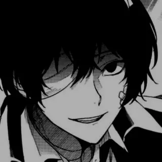 🌟 Anime, Manga, Postać, Portret, Czarno-białe telegram sticker