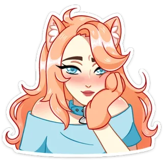 ☹️ Catgirl, Anime Girl, Süß, Sticker, Cartoon, Kawaii, Ohren telegram sticker