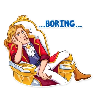 🙄 BORING скучный, король, королевский, скучающий, сидящий, трон, отношение whatsapp sticker