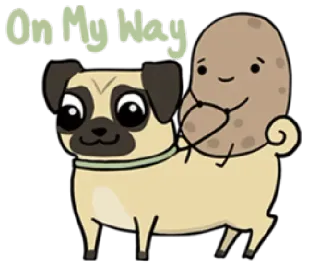 😀 On My Way dog, potato, pug, animal, funny, cute, cartoon telegram sticker
