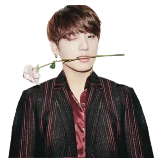 😉 Jungkook K-Pop, Sänger, Idol, Blume, Pose, Koreanisch telegram sticker