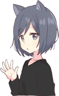 👋 Anime, Ragazza gatto, Kemonomimi, Carino, Ragazza, Personaggio whatsapp sticker