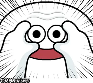 😲 cartone animato, occhi, sorpreso, divertente, carino, reazione telegram sticker