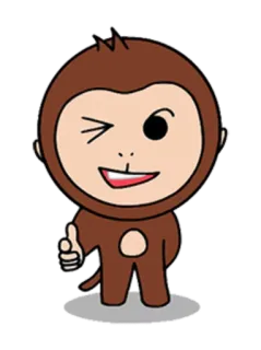 😉 cartoon, aap, dier, schattig, duim omhoog, illustratie, personage telegram sticker