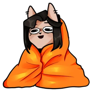 🍁 猫耳, 漫画, 毛布, 可愛い, カワイイ, 眠い, 動物の耳 whatsapp sticker