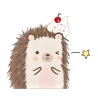 😉 erizo, animal, lindo, dibujos animados, caprichoso, postre, cereza, chispas whatsapp sticker