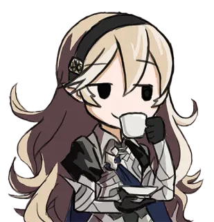 😏 Corrin Fire Emblem corrin, fire emblem, anime, kawaii, bebiendo, té, lindo whatsapp sticker