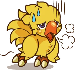😩 Chocobo Final Fantasy โชโคโบะ, ไฟนอลแฟนตาซี, นก, เครียด, อนิเมะ, น่ารัก telegram sticker