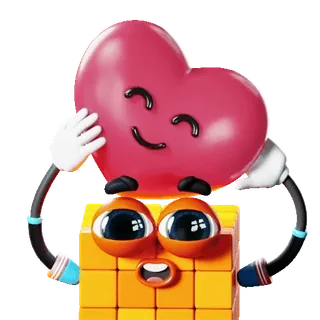 🩷 하트, 큐브, 캐릭터, 만화, 사랑, 귀여운 whatsapp sticker